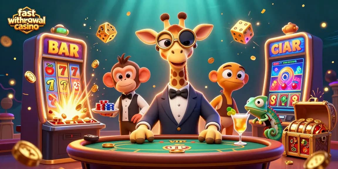 Experience the thrill at the fast withdrawal casino with vibrant characters and exciting jackpot visuals.