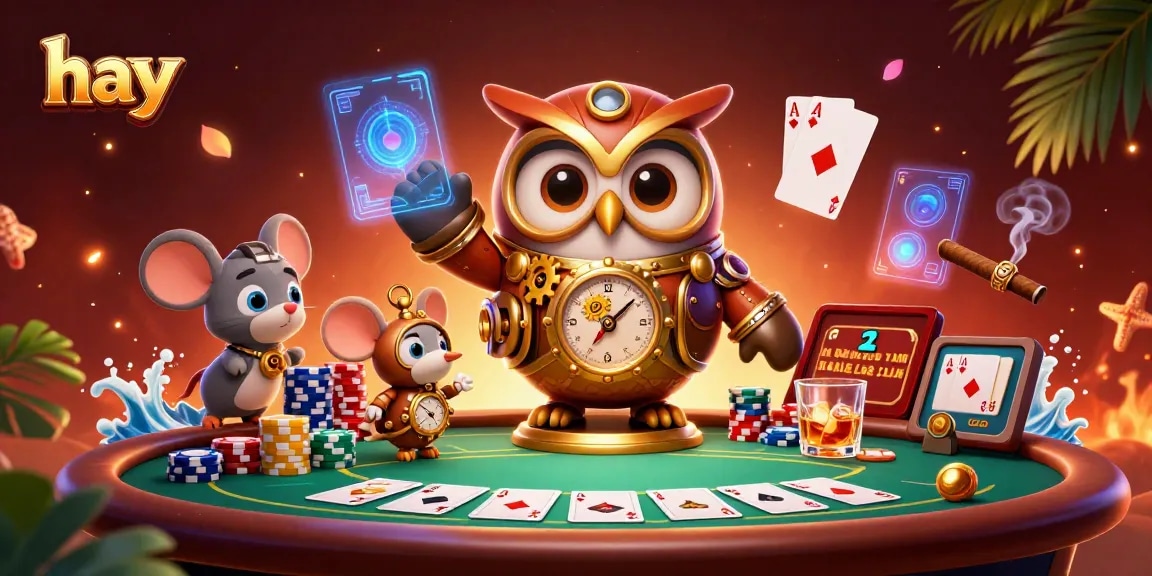 Engage with hay-themed excitement at a vibrant poker table surrounded by steampunk characters.